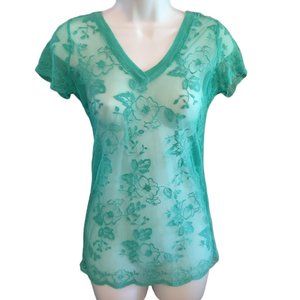 Aeropostale Lace Sheer V-neck Top Size M